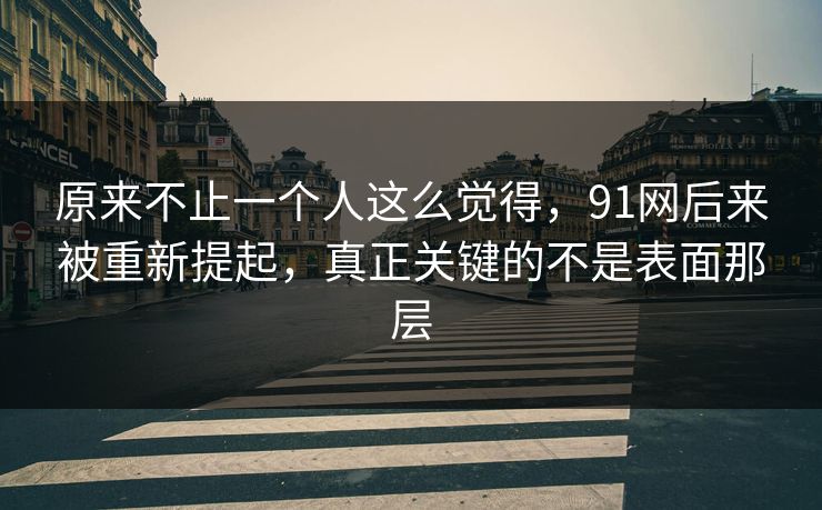 原来不止一个人这么觉得，91网后来被重新提起，真正关键的不是表面那层