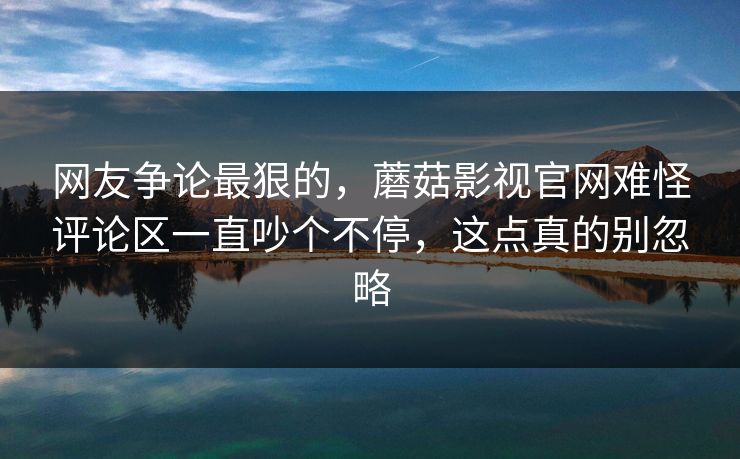 网友争论最狠的，蘑菇影视官网难怪评论区一直吵个不停，这点真的别忽略