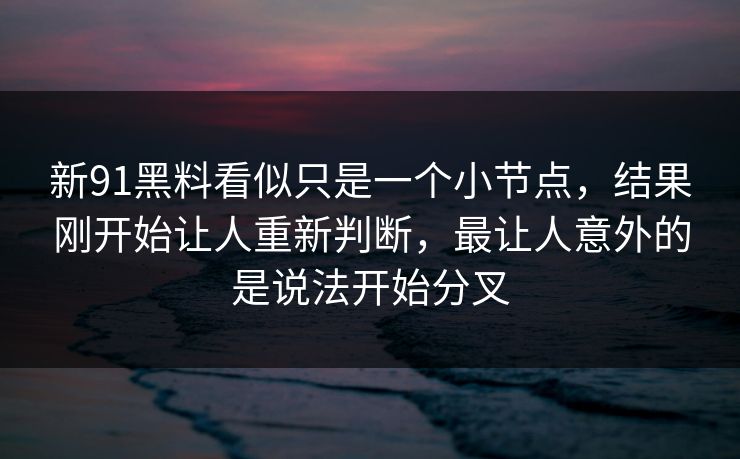 新91黑料看似只是一个小节点，结果刚开始让人重新判断，最让人意外的是说法开始分叉