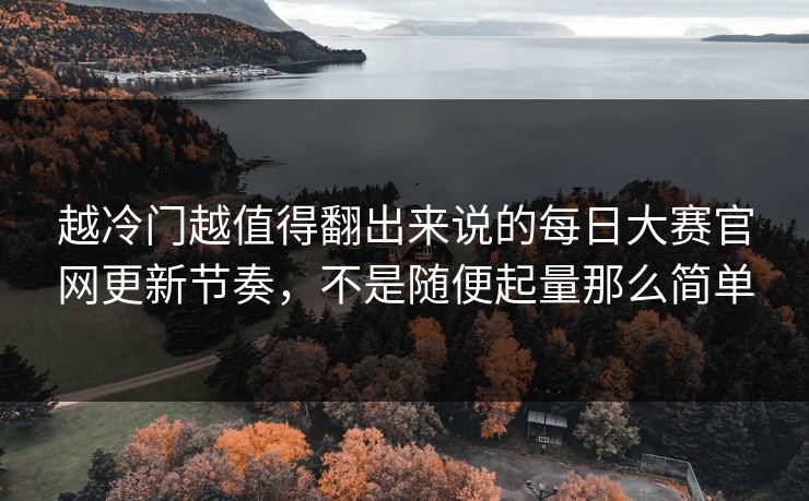 越冷门越值得翻出来说的每日大赛官网更新节奏，不是随便起量那么简单