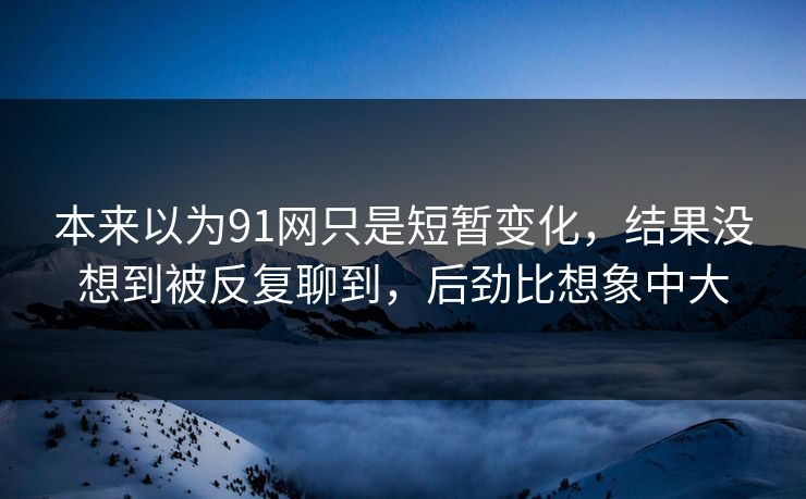 本来以为91网只是短暂变化，结果没想到被反复聊到，后劲比想象中大