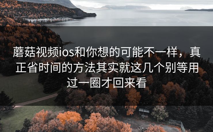 蘑菇视频ios和你想的可能不一样，真正省时间的方法其实就这几个别等用过一圈才回来看