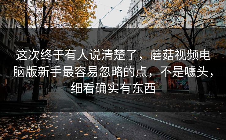 这次终于有人说清楚了，蘑菇视频电脑版新手最容易忽略的点，不是噱头，细看确实有东西