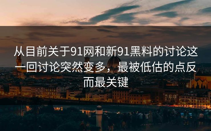 从目前关于91网和新91黑料的讨论这一回讨论突然变多，最被低估的点反而最关键